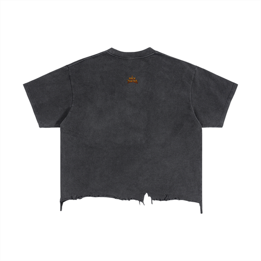 "MAHAKALA TOUR" (Front) Vintage Wash Boxy Distressed Hem T-Shirt | Rock Tantra
