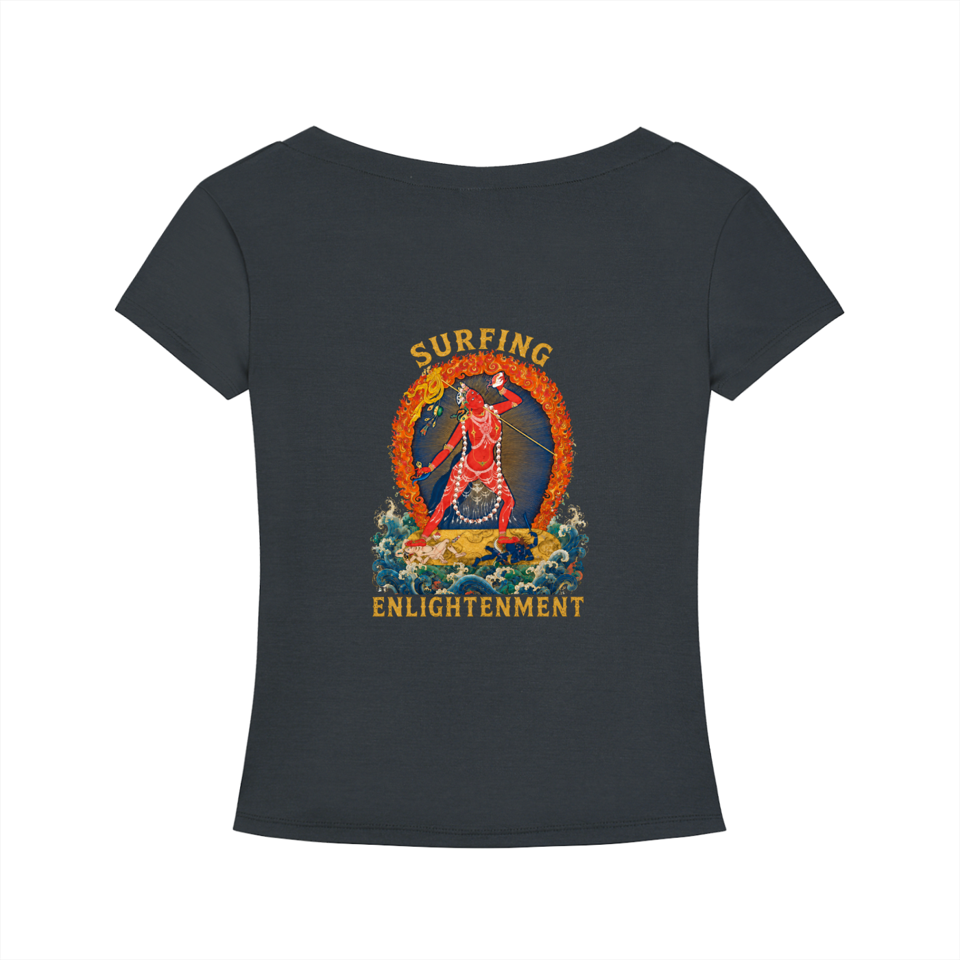 VAJRAYOGINI SURFING Logo Tencel Slim Fit V-Neck T-Shirt (DESC)