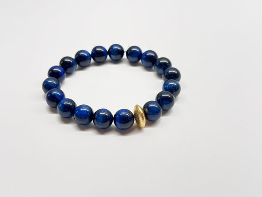 Arts of Dreaming Blue Tiger's Eye Bracelet with single gold accent for lucid dreaming practice.