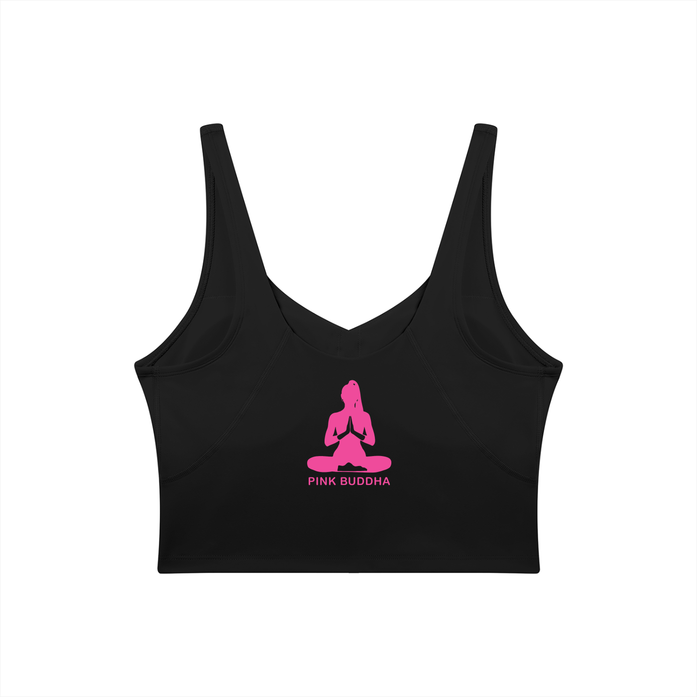 PINK BUDDHA Women's V-Neck Yoga Sports Bra (Large Logo Back)