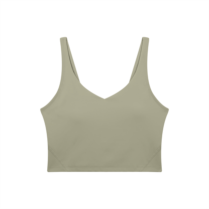 PINK BUDDHA Women's V-Neck Yoga Sports Bra (Large Logo Back)