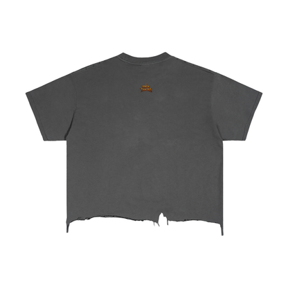 "MAHAKALA TOUR" (Front) Vintage Wash Boxy Distressed Hem T-Shirt | Rock Tantra