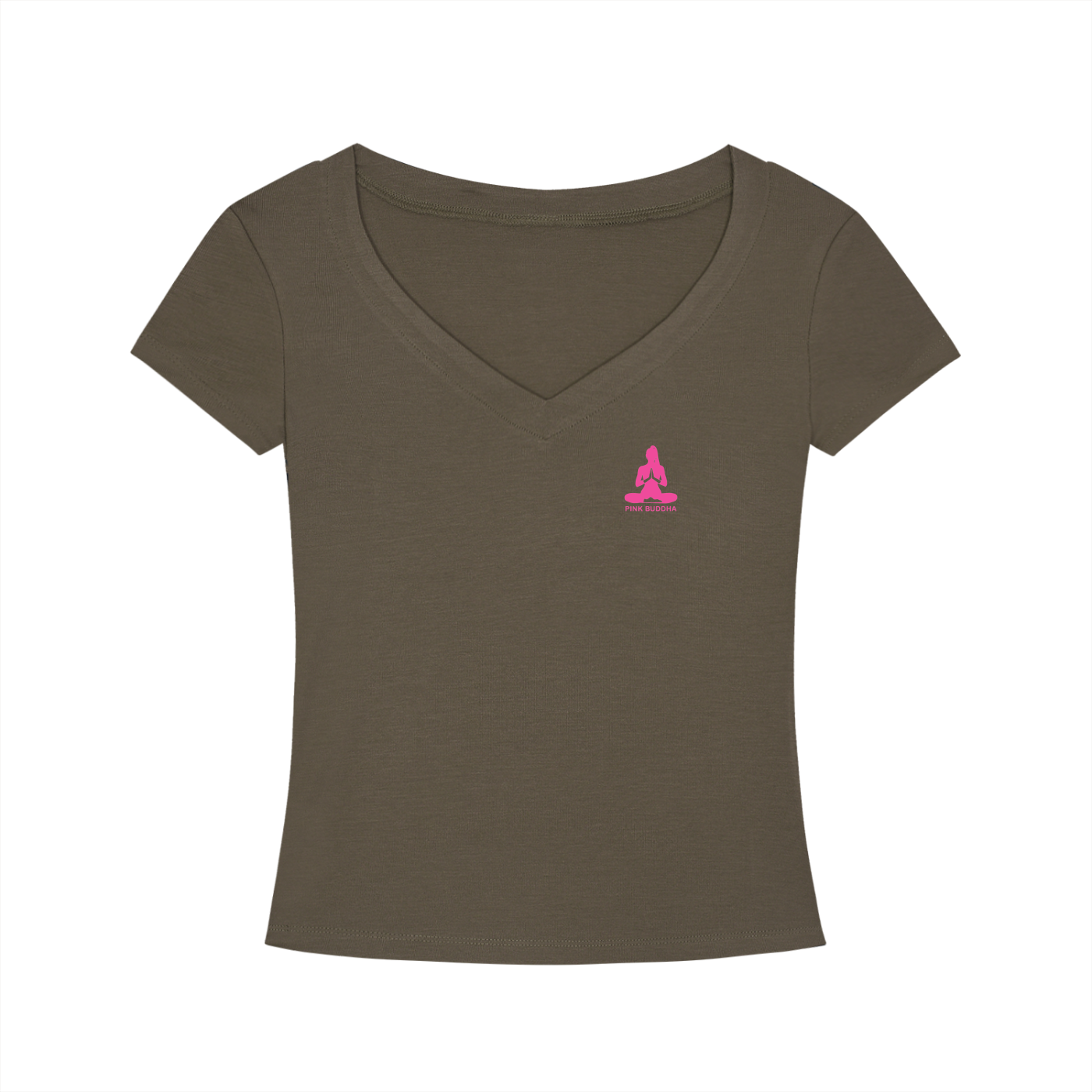 PINK BUDDHA (Small Logo Front) Tencel Slim Fit V-Neck T-Shirt