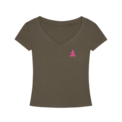 PINK BUDDHA (Small Logo Front) Tencel Slim Fit V-Neck T-Shirt