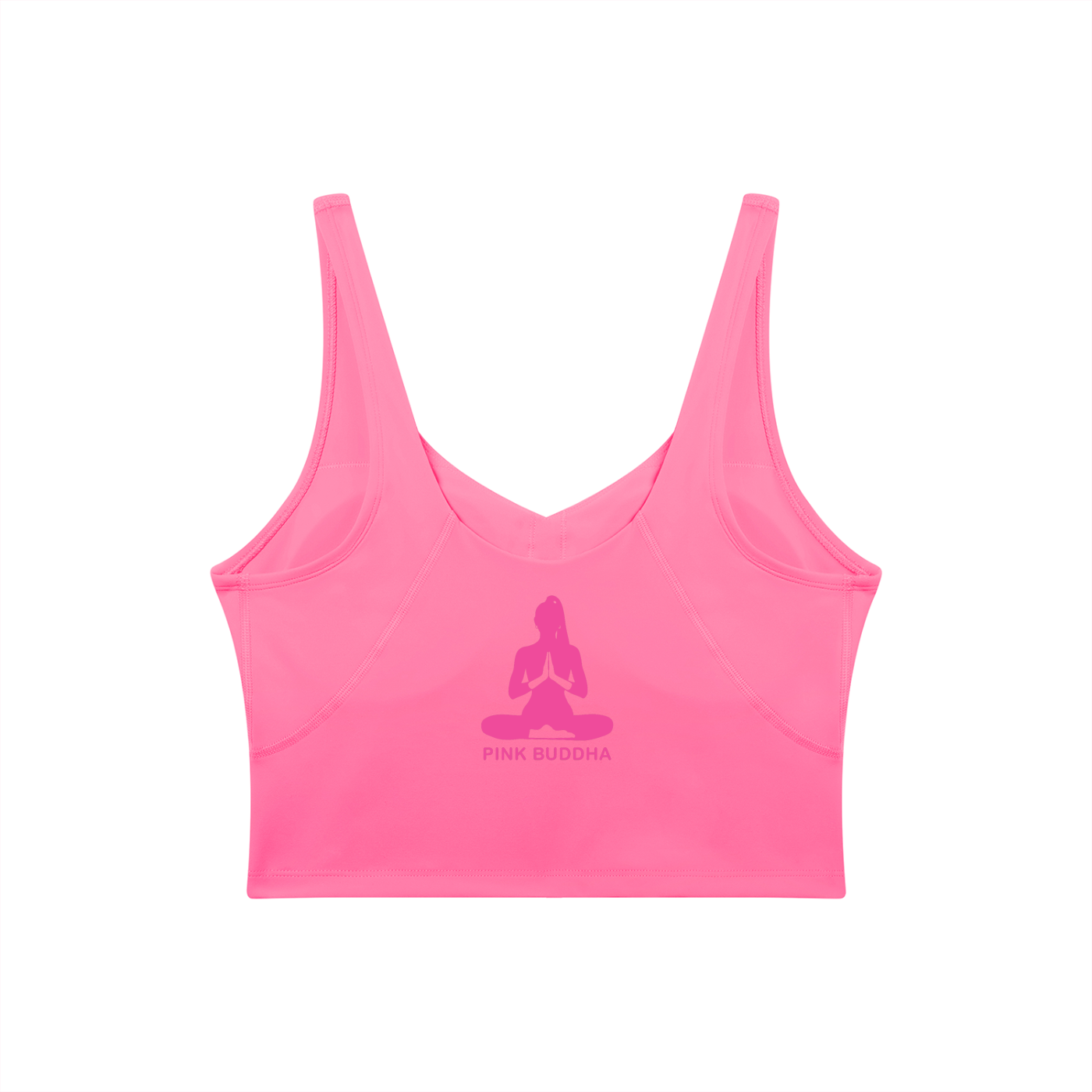 PINK BUDDHA Women's V-Neck Yoga Sports Bra (Large Logo Back)