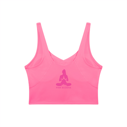 PINK BUDDHA Women's V-Neck Yoga Sports Bra (Large Logo Back)