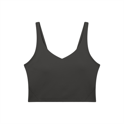 PINK BUDDHA Women's V-Neck Yoga Sports Bra (Large Logo Back)