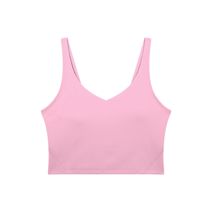 PINK BUDDHA Women's V-Neck Yoga Sports Bra (Large Logo Back)