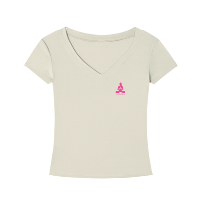 PINK BUDDHA (Small Logo Front) Tencel Slim Fit V-Neck T-Shirt