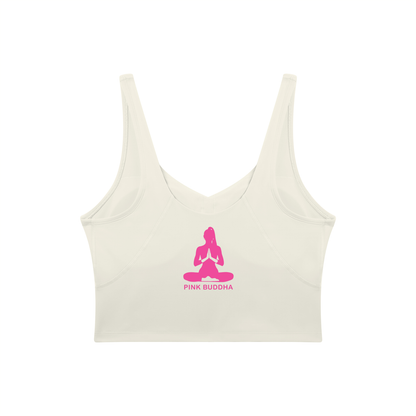 PINK BUDDHA Women's V-Neck Yoga Sports Bra (Large Logo Back)