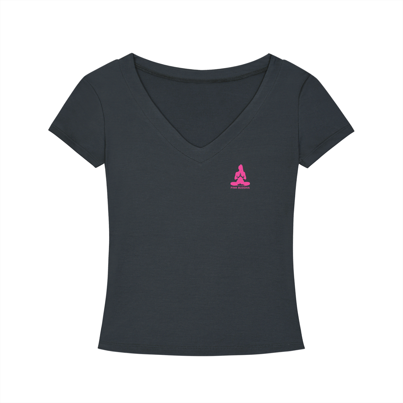 PINK BUDDHA (Small Logo Front) Tencel Slim Fit V-Neck T-Shirt