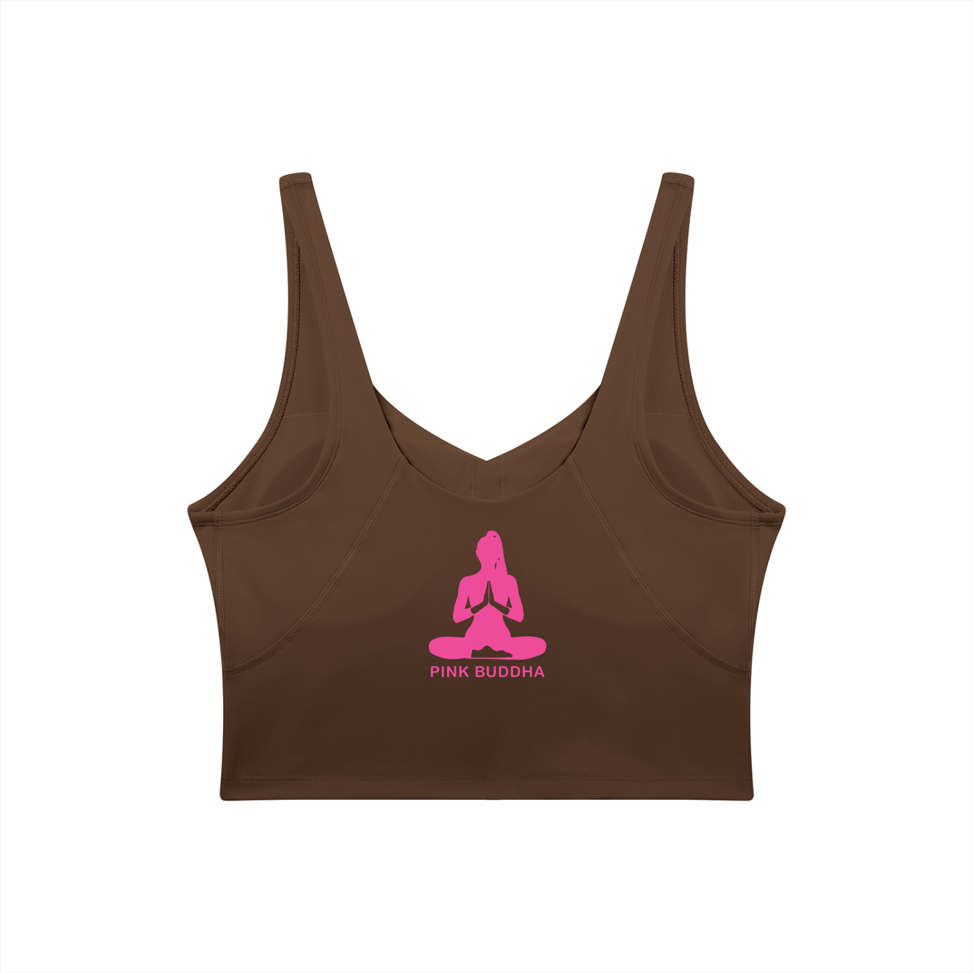 PINK BUDDHA Women's V-Neck Yoga Sports Bra (Large Logo Back)