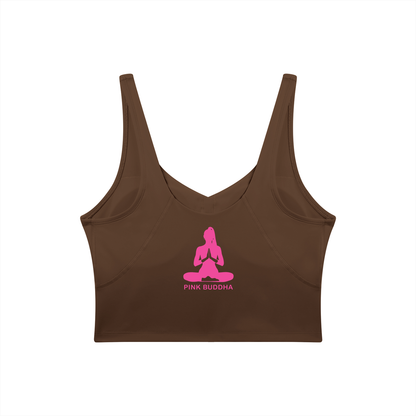 PINK BUDDHA Women's V-Neck Yoga Sports Bra (Large Logo Back)