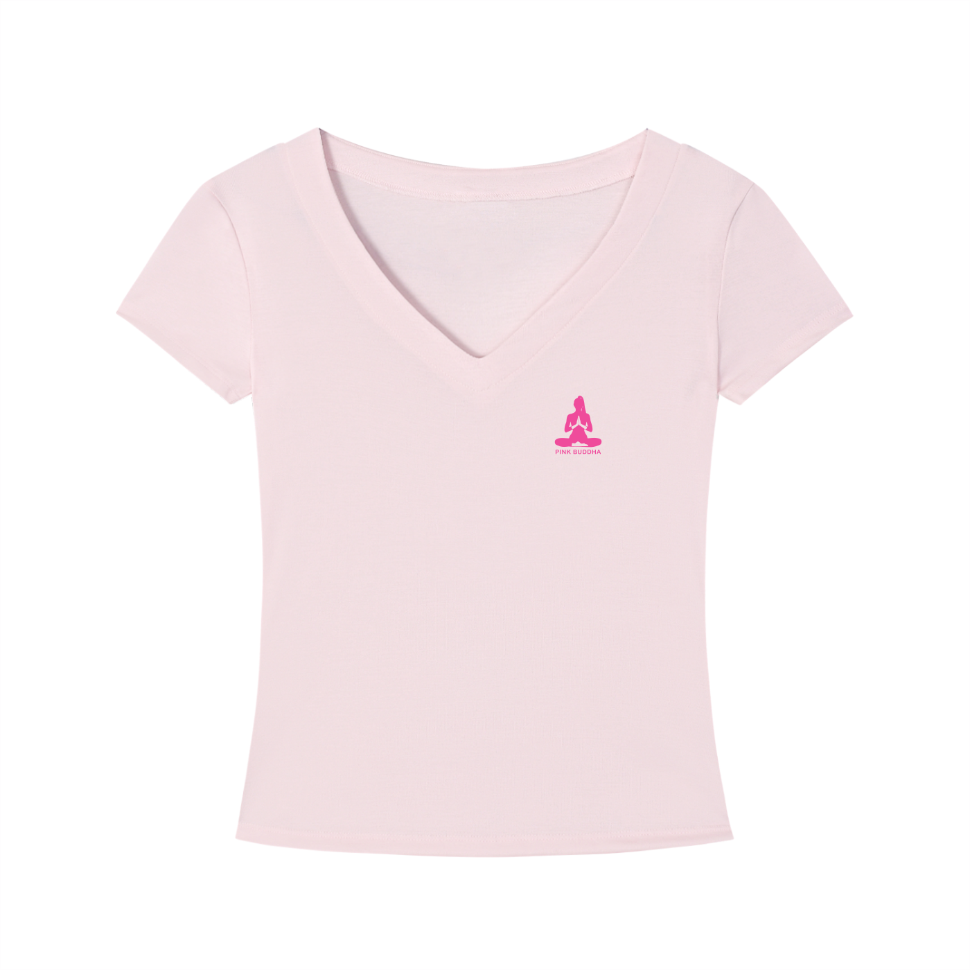 PINK BUDDHA (Small Logo Front) Tencel Slim Fit V-Neck T-Shirt