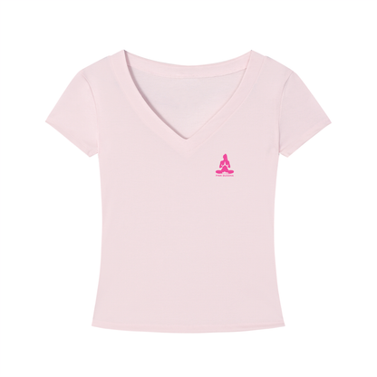 PINK BUDDHA (Small Logo Front) Tencel Slim Fit V-Neck T-Shirt