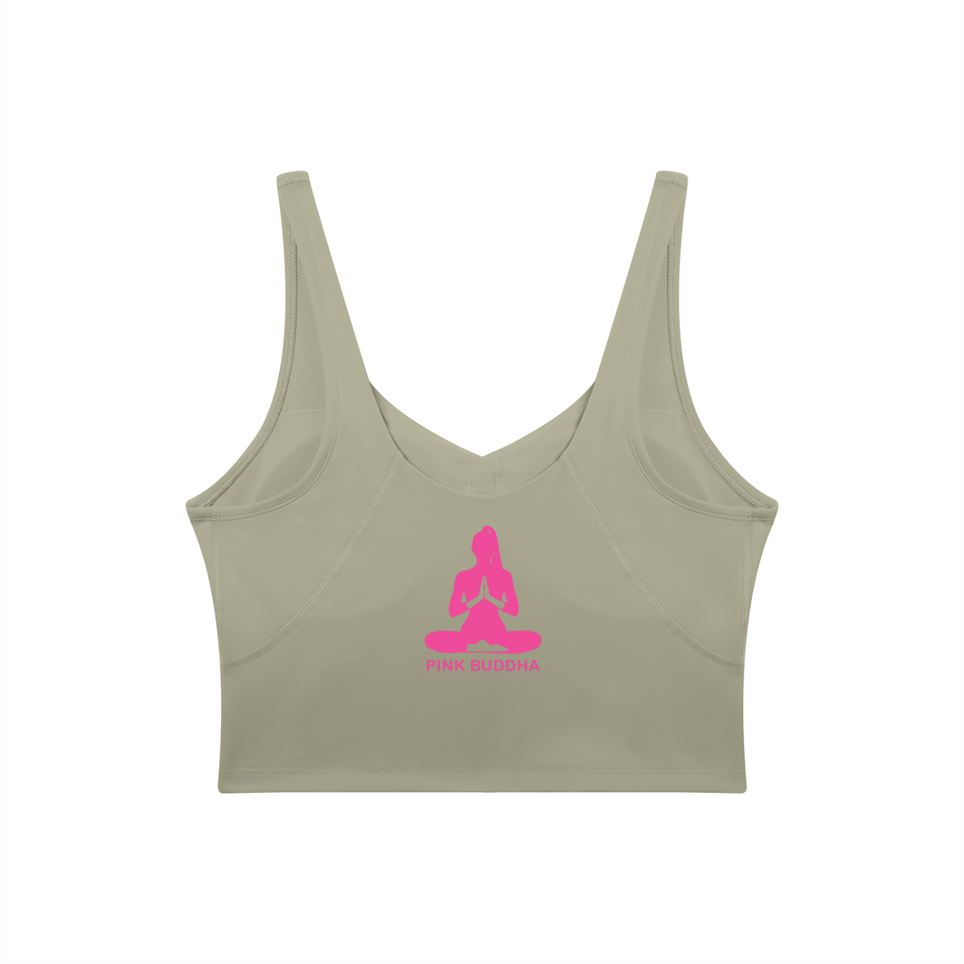PINK BUDDHA Women's V-Neck Yoga Sports Bra (Large Logo Back)