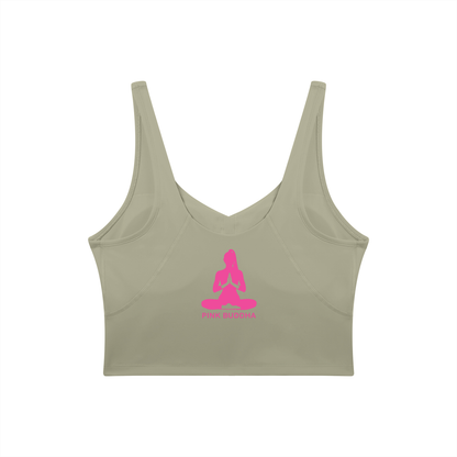 PINK BUDDHA Women's V-Neck Yoga Sports Bra (Large Logo Back)