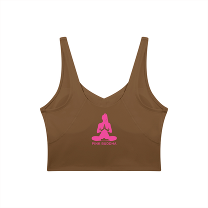 PINK BUDDHA Women's V-Neck Yoga Sports Bra (Large Logo Back)