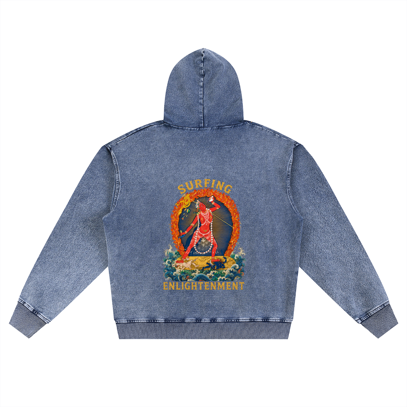 SURFING ENLIGHTENMENT Vajrayogini | Snow Wash Oversized Zip-Up Hoodie | DAKINI