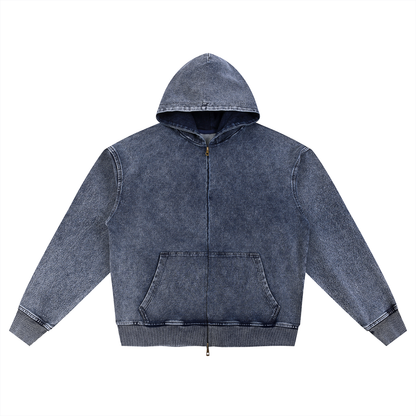 SURFING ENLIGHTENMENT Vajrayogini | Snow Wash Oversized Zip-Up Hoodie | DAKINI