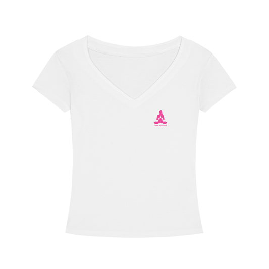 PINK BUDDHA (Small Logo Front) Tencel Slim Fit V-Neck T-Shirt
