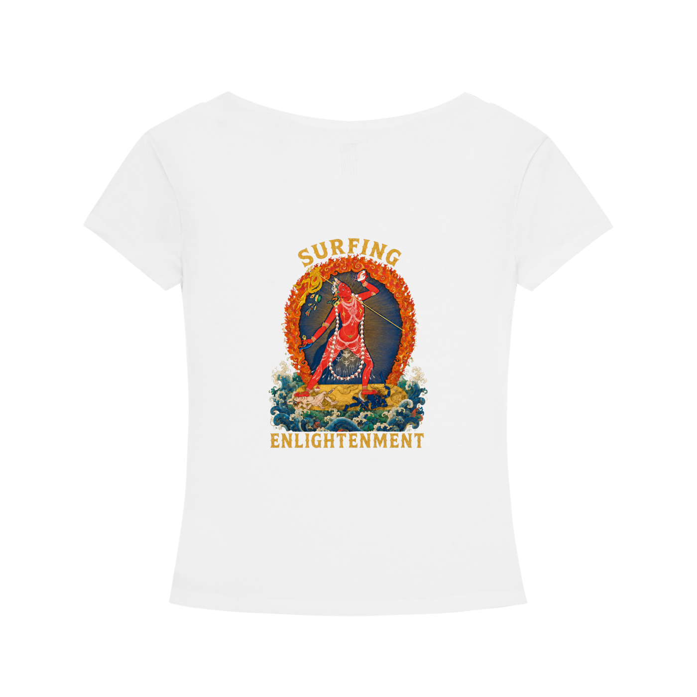 VAJRAYOGINI SURFING Logo Tencel Slim Fit V-Neck T-Shirt (DESC)