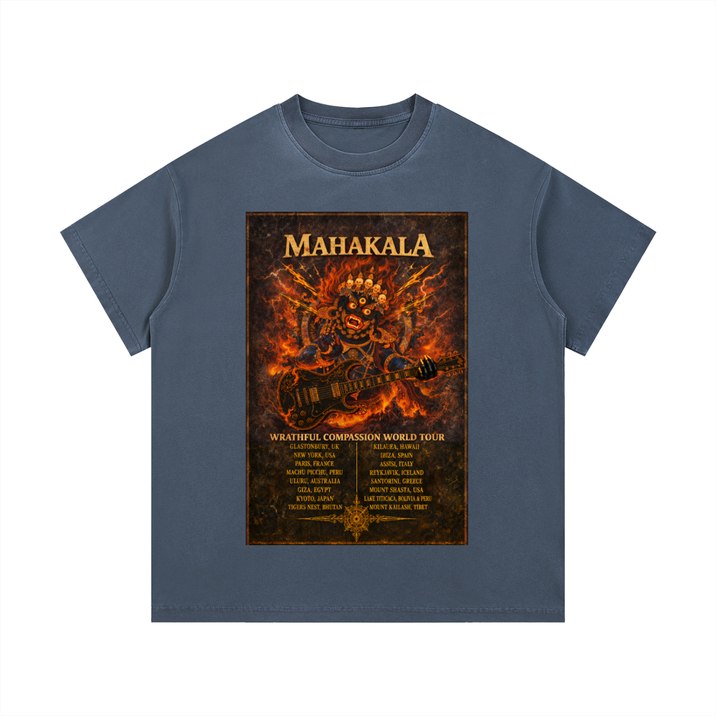 Rock Tantra "MAHAKALA TOUR" (Front) Vintage Wash Cotton T-Shirt