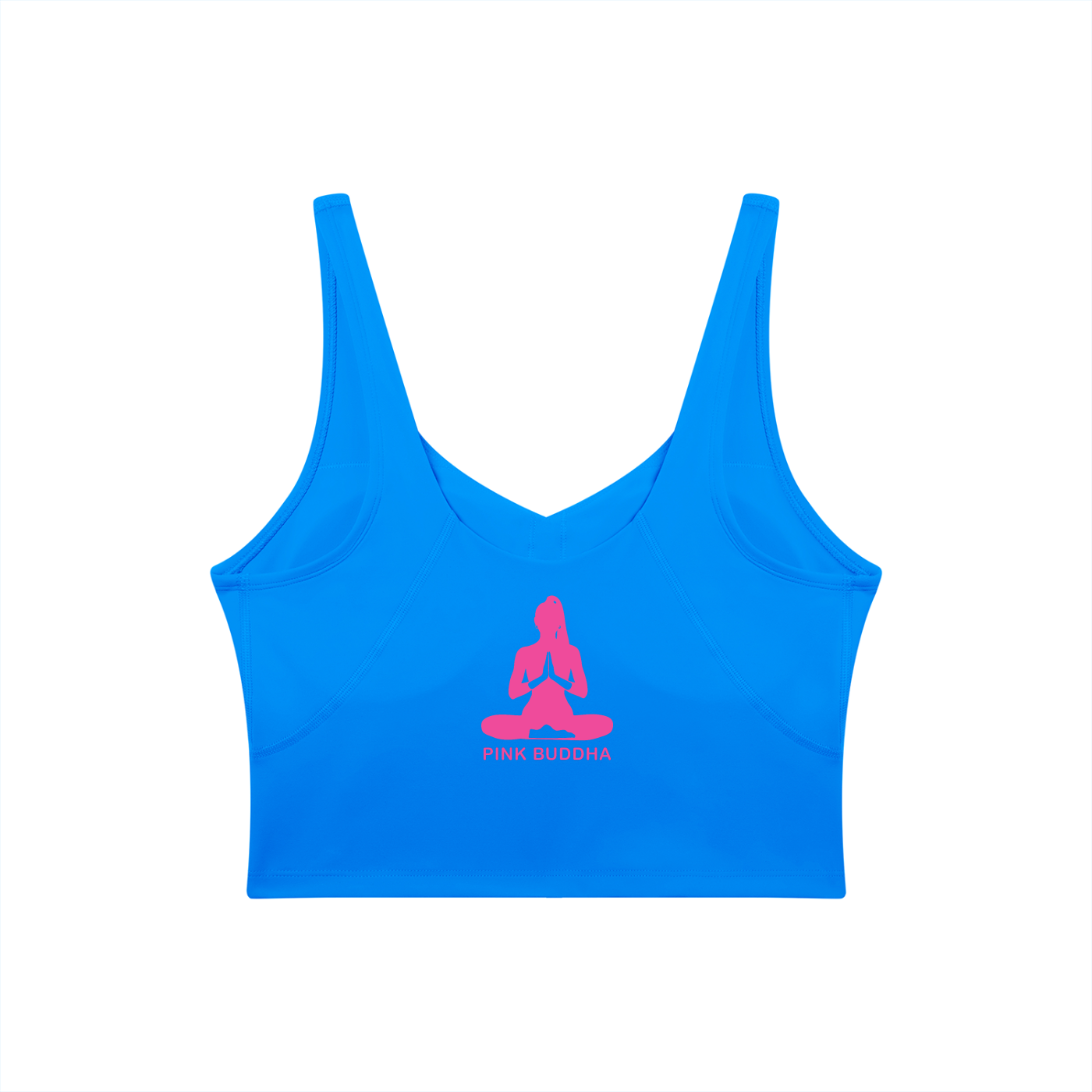 PINK BUDDHA Women's V-Neck Yoga Sports Bra (Large Logo Back)