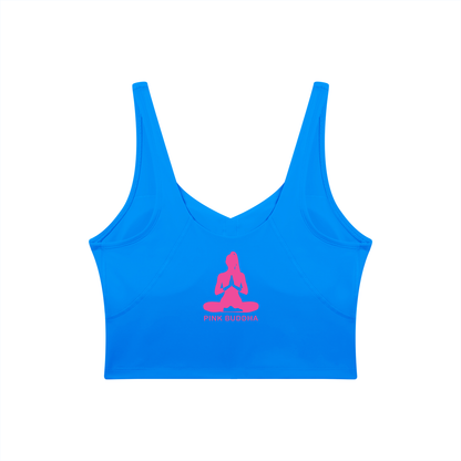 PINK BUDDHA Women's V-Neck Yoga Sports Bra (Large Logo Back)