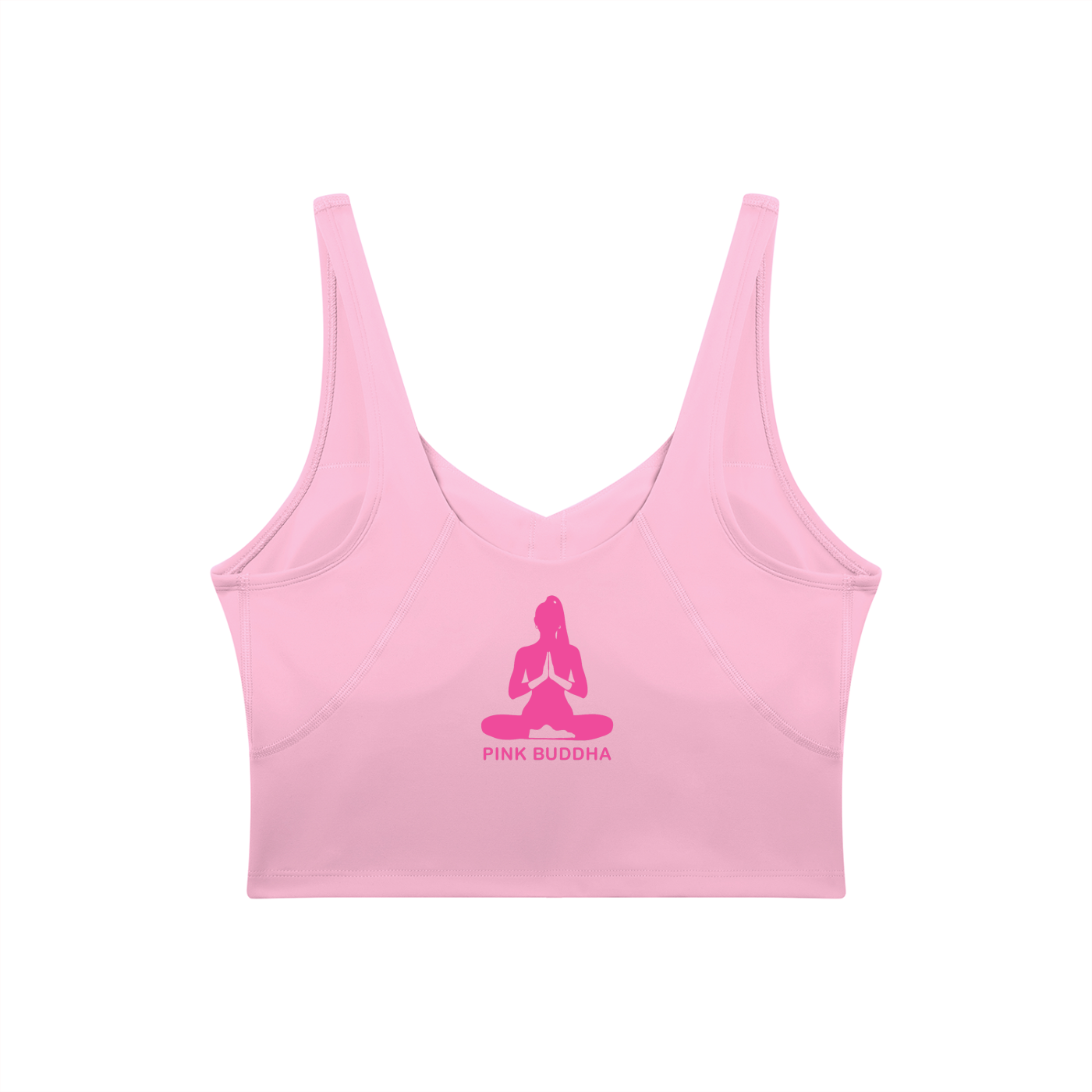 PINK BUDDHA Women's V-Neck Yoga Sports Bra (Large Logo Back)