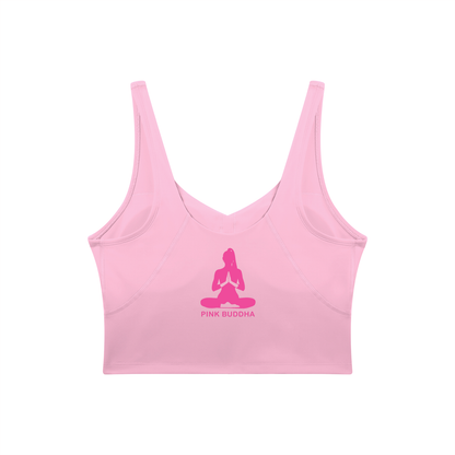 PINK BUDDHA Women's V-Neck Yoga Sports Bra (Large Logo Back)