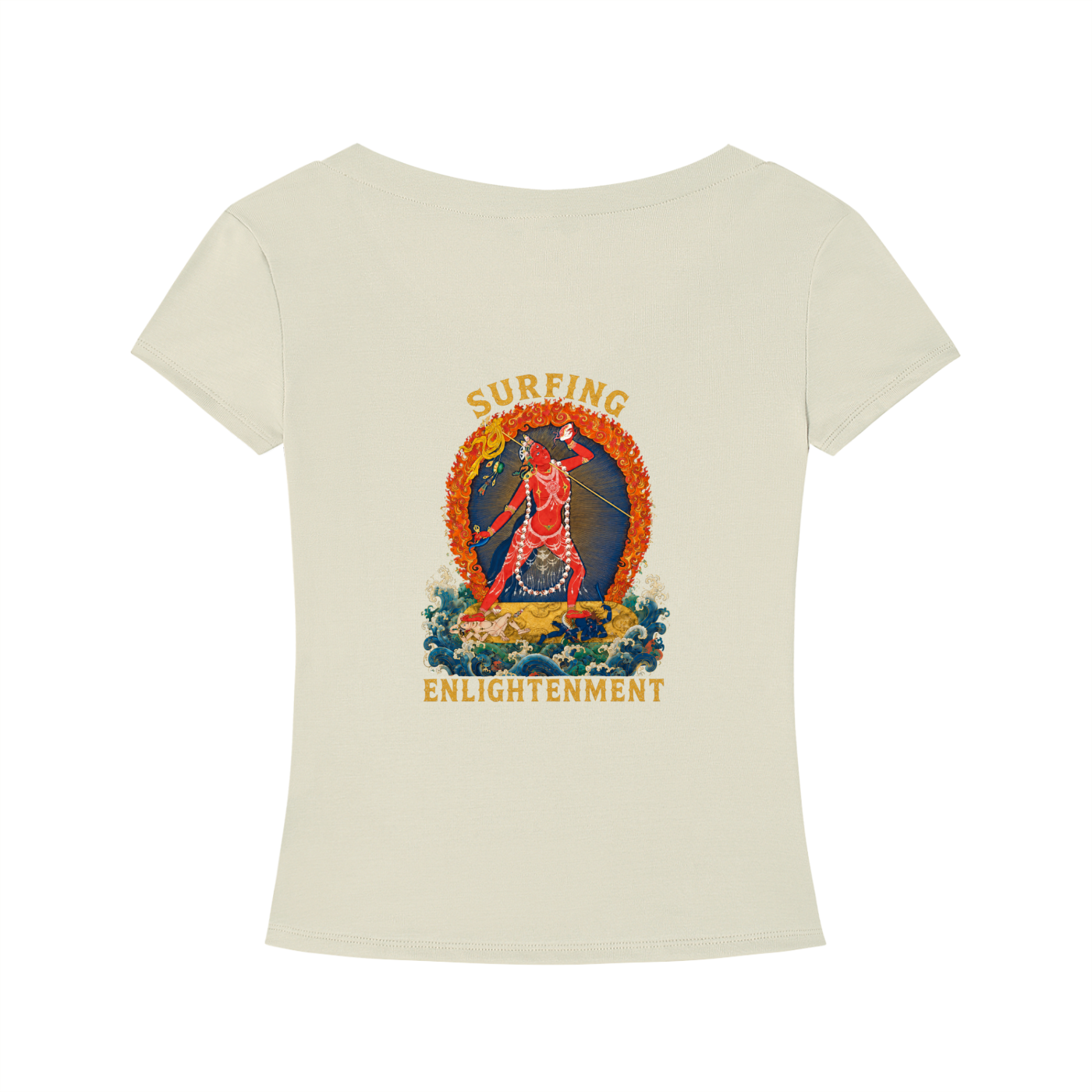 VAJRAYOGINI SURFING Logo Tencel Slim Fit V-Neck T-Shirt (DESC)