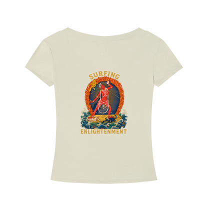 VAJRAYOGINI SURFING Logo Tencel Slim Fit V-Neck T-Shirt (DESC)
