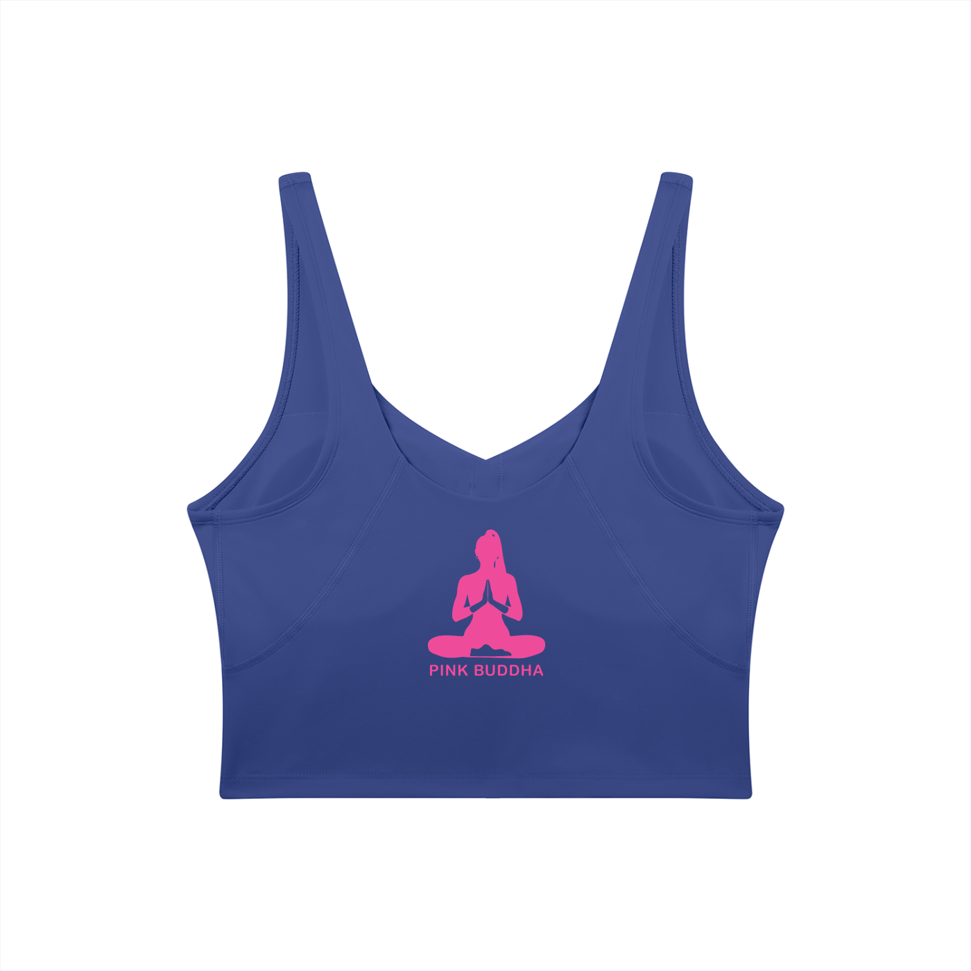 PINK BUDDHA Women's V-Neck Yoga Sports Bra (Large Logo Back)