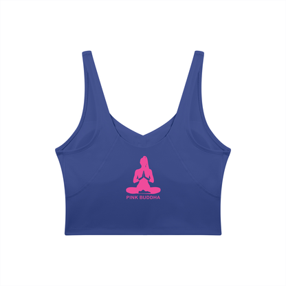 PINK BUDDHA Women's V-Neck Yoga Sports Bra (Large Logo Back)