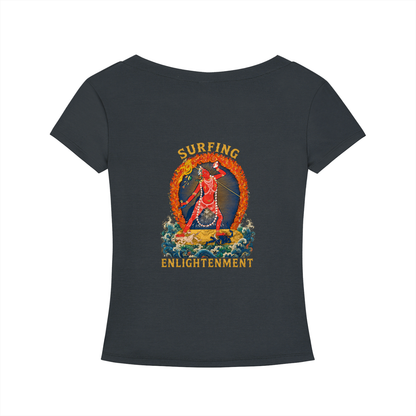 VAJRAYOGINI SURFING Logo Tencel Slim Fit V-Neck T-Shirt (DESC)