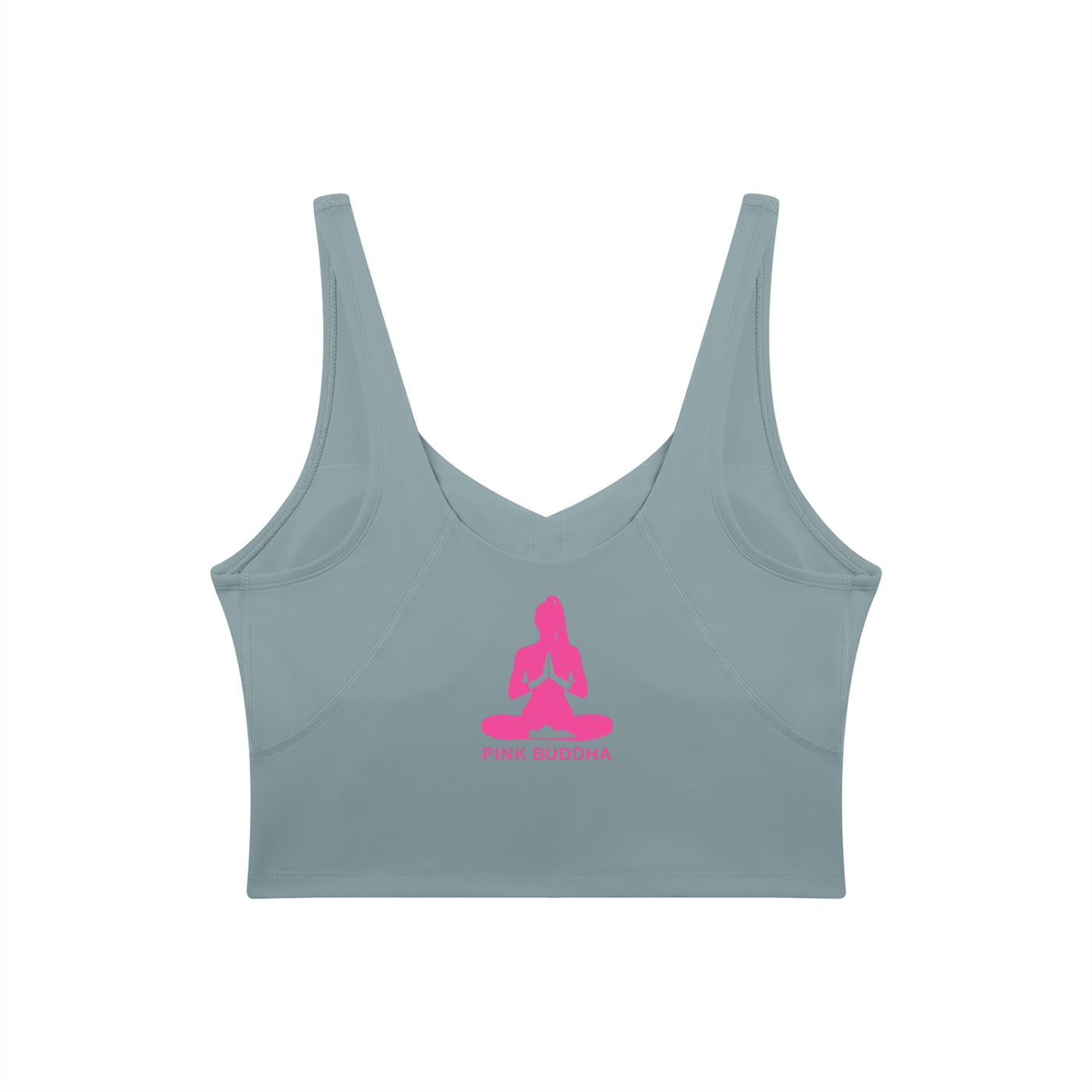PINK BUDDHA Women's V-Neck Yoga Sports Bra (Large Logo Back)