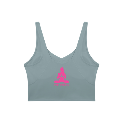 PINK BUDDHA Women's V-Neck Yoga Sports Bra (Large Logo Back)