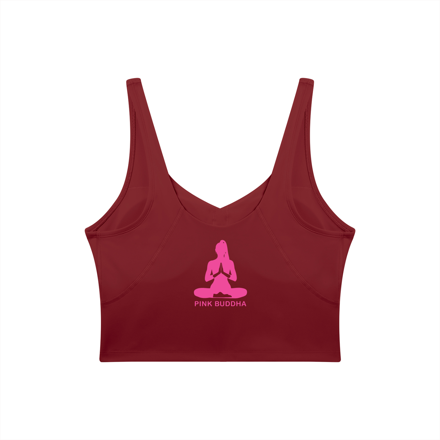 PINK BUDDHA Women's V-Neck Yoga Sports Bra (Large Logo Back)