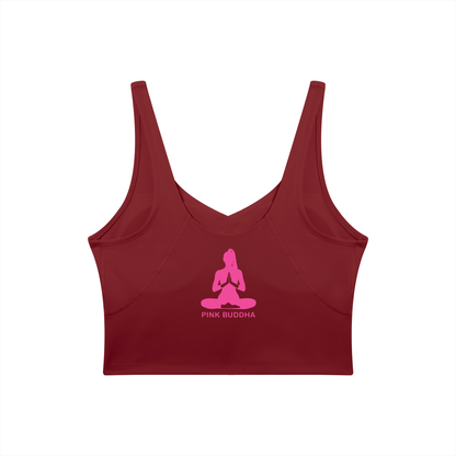 PINK BUDDHA Women's V-Neck Yoga Sports Bra (Large Logo Back)