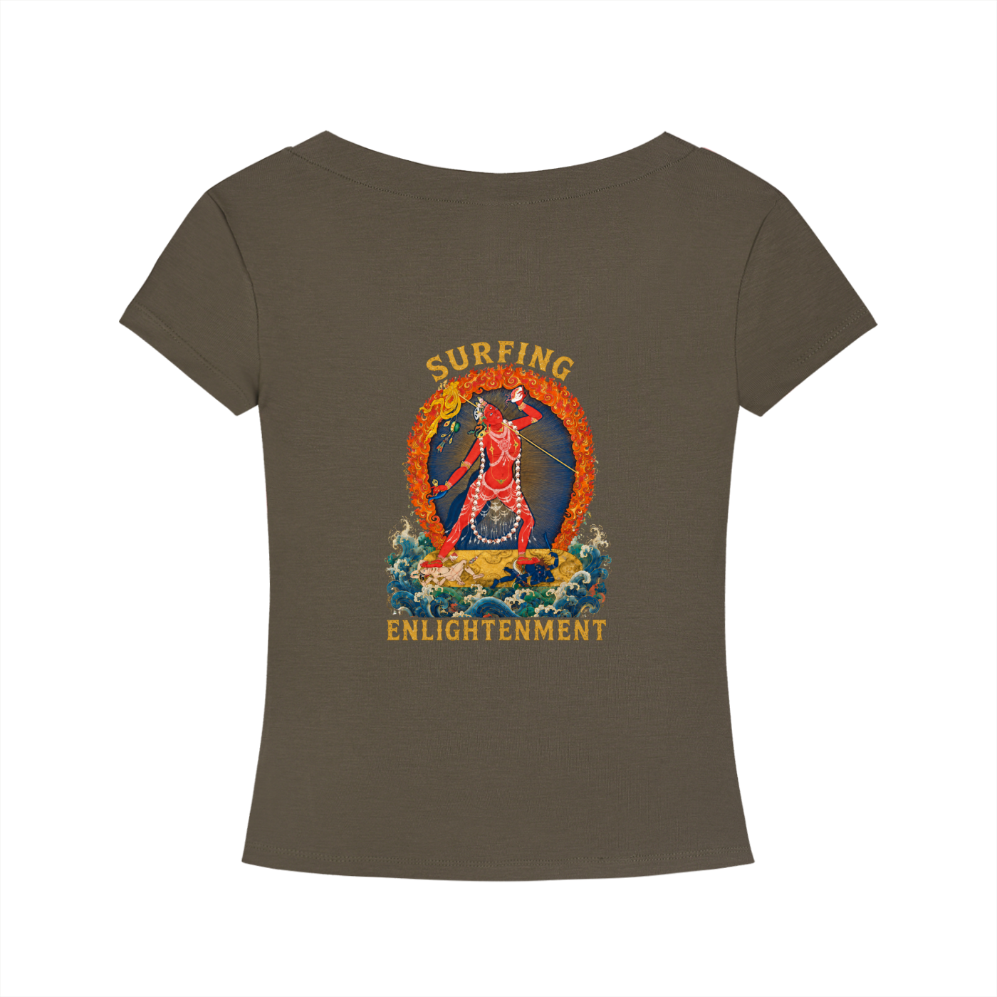 VAJRAYOGINI SURFING Logo Tencel Slim Fit V-Neck T-Shirt (DESC)