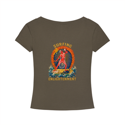 VAJRAYOGINI SURFING Logo Tencel Slim Fit V-Neck T-Shirt (DESC)