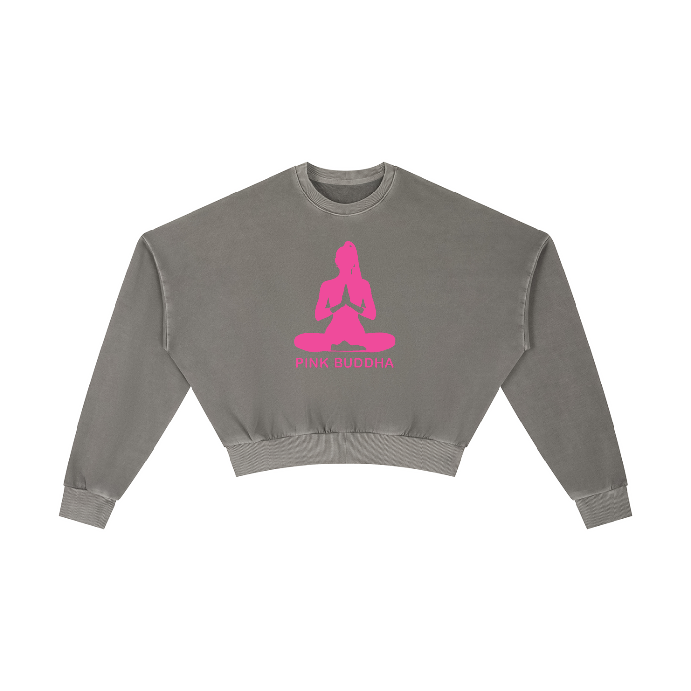 PINK BUDDHA (Large Logo Front) Vintage Washed Cropped Sweatshirt