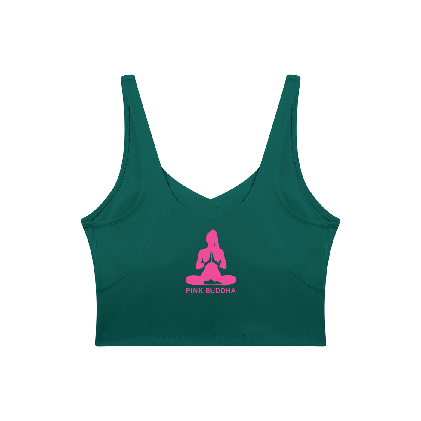 PINK BUDDHA Women's V-Neck Yoga Sports Bra (Large Logo Back)