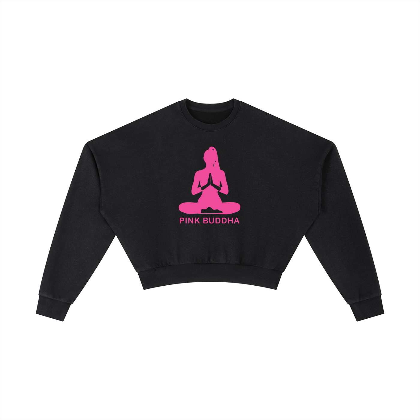 PINK BUDDHA (Large Logo Front) Vintage Washed Cropped Sweatshirt