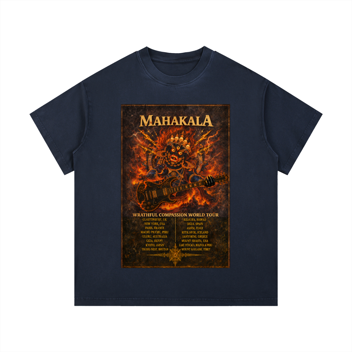 Rock Tantra "MAHAKALA TOUR" (Front) Vintage Wash Cotton T-Shirt