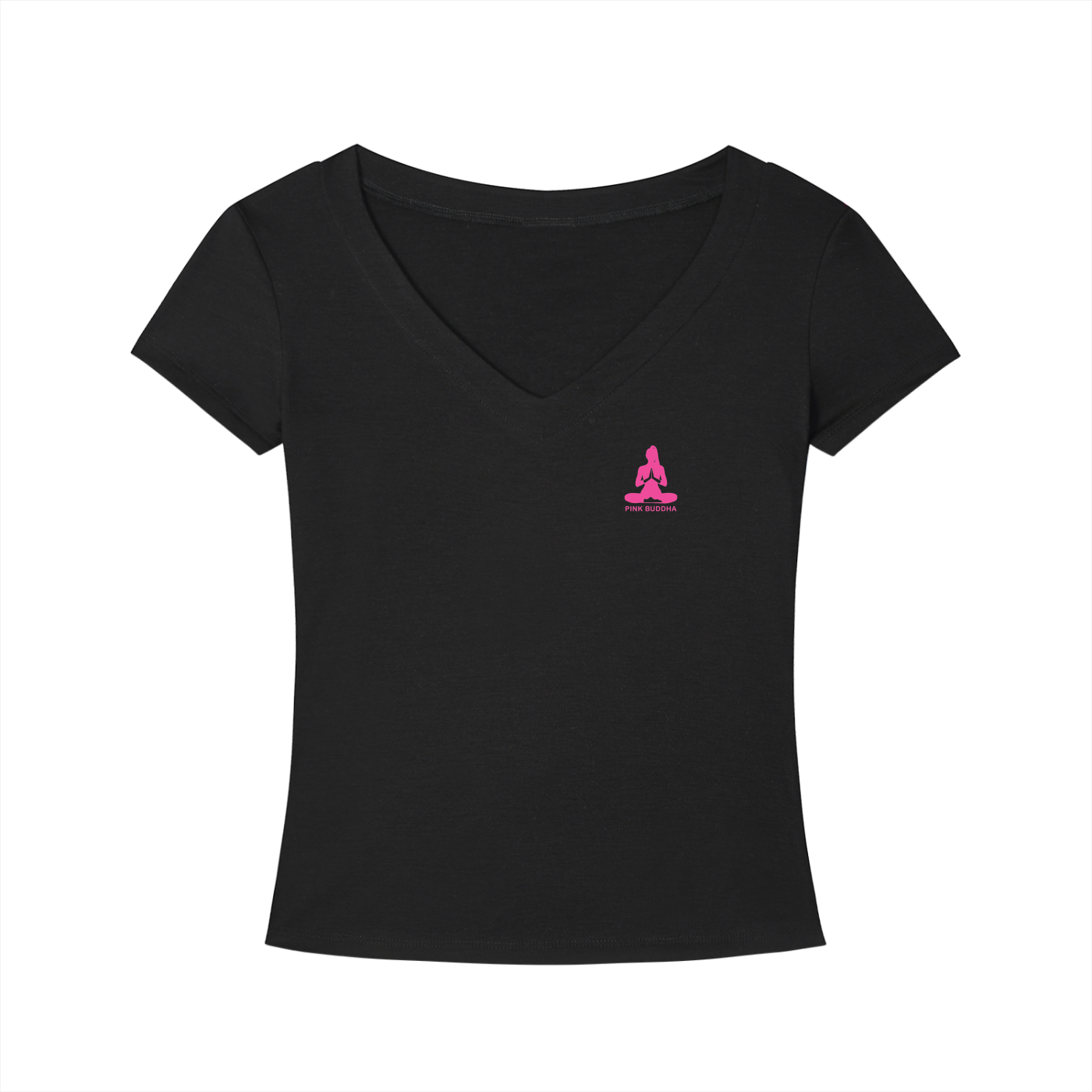 PINK BUDDHA (Small Logo Front) Tencel Slim Fit V-Neck T-Shirt