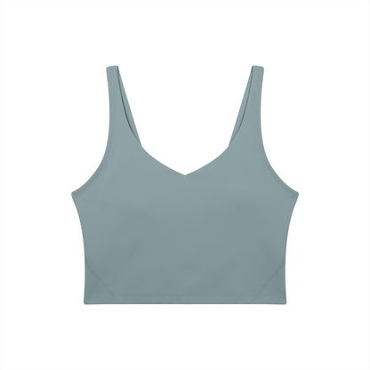 PINK BUDDHA Women's V-Neck Yoga Sports Bra (Large Logo Back)