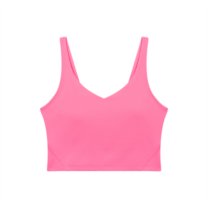 PINK BUDDHA Women's V-Neck Yoga Sports Bra (Large Logo Back)