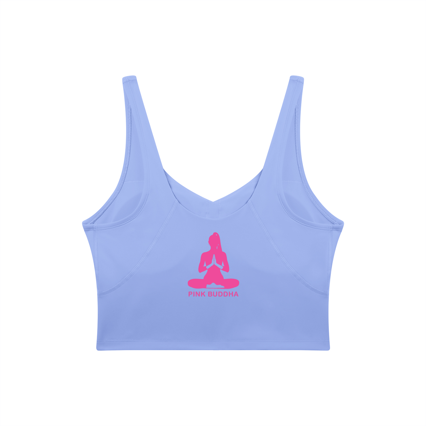 PINK BUDDHA Women's V-Neck Yoga Sports Bra (Large Logo Back)